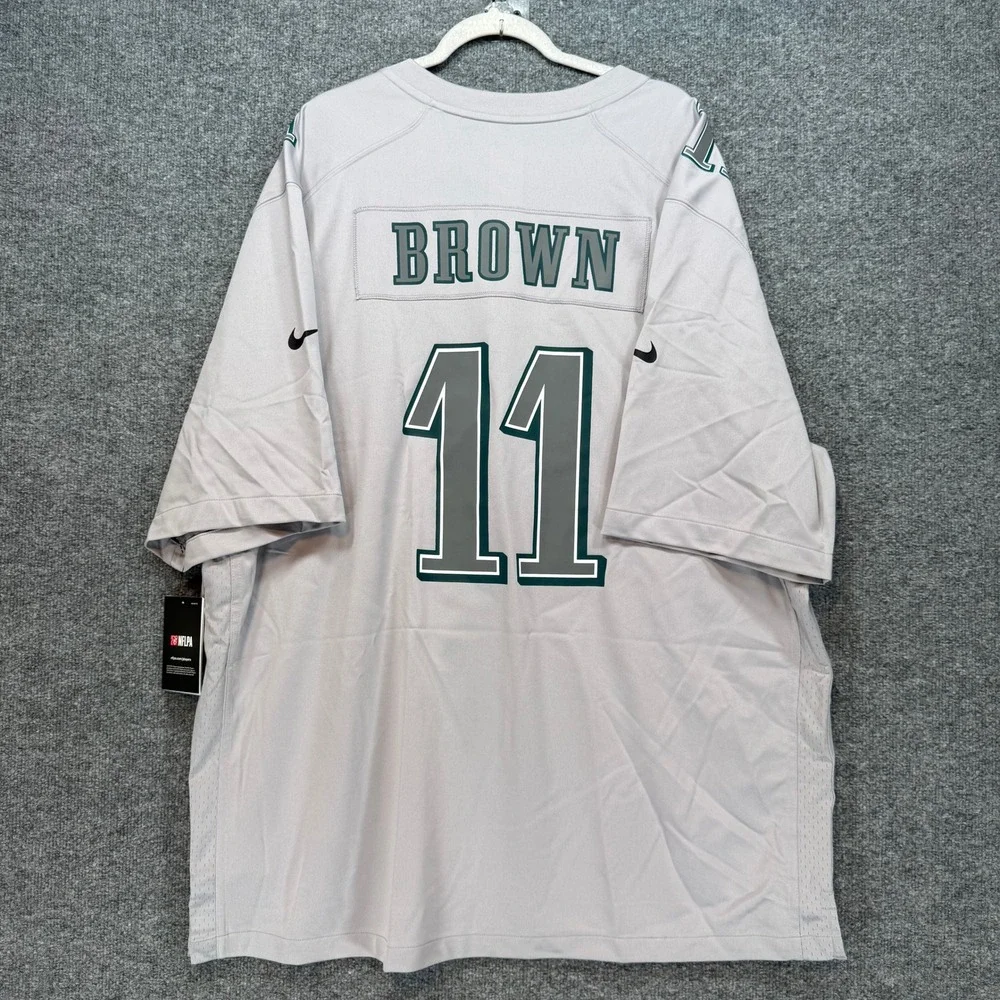 Philadelphia Eagles Jersey Men 3XL Nike Football Gray AJ Brown 11 Atmosphere NEW
